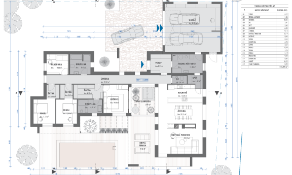 Přízemní dům s vnitřním átriem  - Dasný (2021)