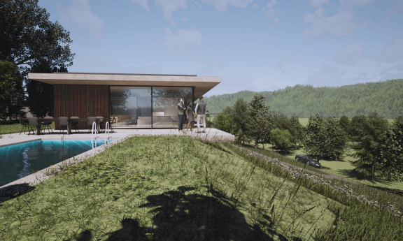 Rodinný dům ve svahu s výhledem - Prachatice (2023)
