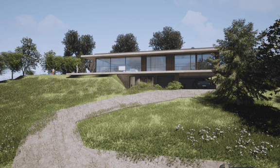 Rodinný dům ve svahu s výhledem - Prachatice (2023)